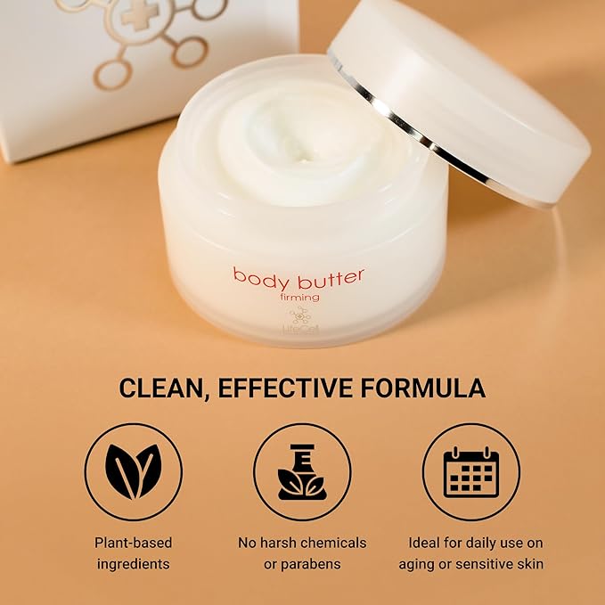 LifeCell Firming Body Butter – Anti-Cellulite Cream with Caffeine, Ginseng & Argan Oil – Ultra-Hydrating Anti-Aging Moisturizer for Legs, Thighs, Hips & Arms – Skin Tightening Lotion for Women-Velvo Beauty