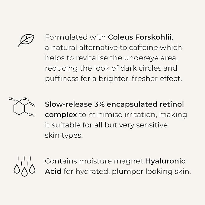 Wunderlift Night Retinol Eye Cream, 3% Encapsulated Retinol, Hyaluronic Acid and Coleus Forskohlii, Vegan and Cruelty free-Velvo Beauty