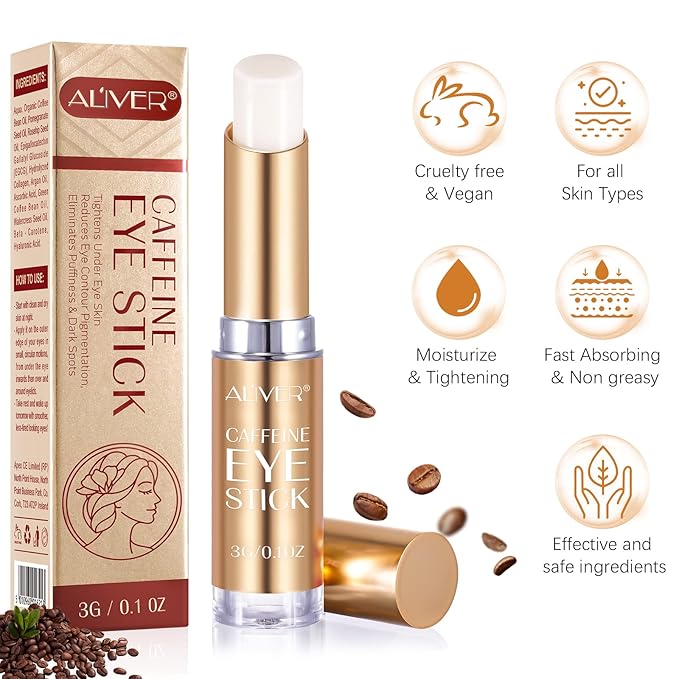 Caffeine Eye Stick, Eye Cream for Dark Circles and Puffiness, Ordinary Collagen Eye Serum Anti Aging,Bags Under Eyes Treatment for Women Men Eye Care(#2-Coffine Eye Stick)-Velvo Beauty