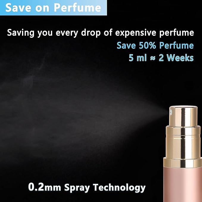 Travel Refillable Perfume Atomizer Bottle 2-Pack 5ml Leakproof Travel Perfume Refillable Bottle (Rose Gold & Rose Gold)-Velvo Beauty