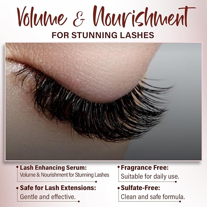 Herbishh Eyelash Enhancing Nourishing Serum for Longer, Thicker Lashes, Safe for Lash Extensions, Fragrance-Free Lash Serum, Sulfate-Free, Travel-Friendly, 0.135 fl. oz-Velvo Beauty