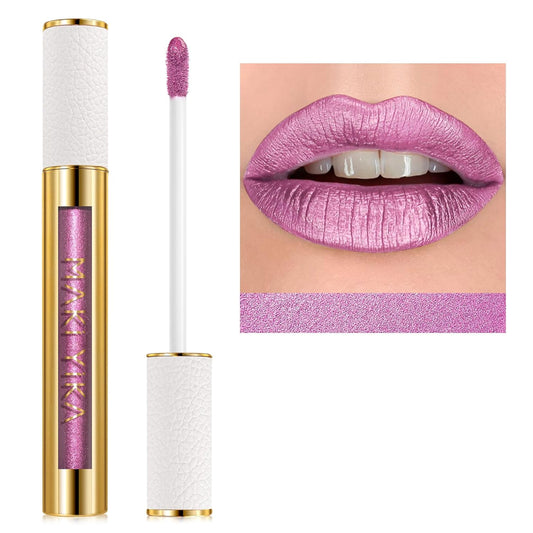 MAKI YIKA Pink Lipstick for Women Metallic Lipsticks Glitter Long Lasting Lipstick No Smudge No Transfer Liquid Lip Gloss (BR012 Paradise)-Velvo Beauty