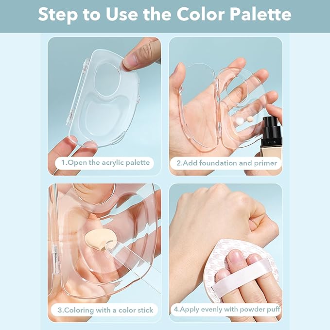 Acrylic Cosmetic Makeup Palette,2 in 1 Makeup Mixing Palette with Foundation Spatula and Storage Pigment,Handheld Makeup Mixing Tray,Makeup Plate for Foundation Eye Shadow Nail Art (A-Clear)-Velvo Beauty