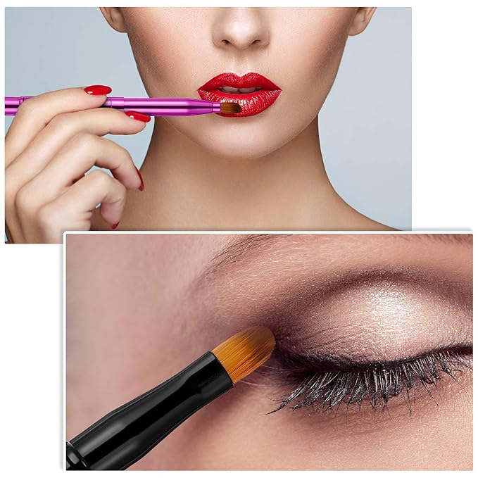 Retractable Dual End Lip Brush Concealer Brush with Cap, Lipstick Eyeshadow Foundation Makeup Brushes Gold, Black, Purple-Velvo Beauty
