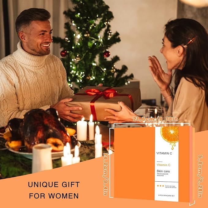 Vitamin C Daily Skin Care Set Daily Moisturizing & Nourishing Fresh Orange Essence Skin Care Set Vitamin Essence Six-piece Set-Velvo Beauty