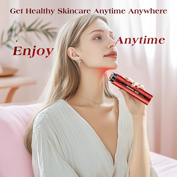 Microcurrent Facial Device, 3 Modes Red Light Therapy for Face and Neck, Skin Care Facial Massager Perfect Gifts for Women Men(Red)-Velvo Beauty