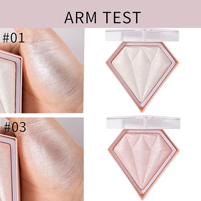 MEICOLY Baked Highlighter Powder Palette,Natural Face Highlighter Shimmer Powder,Long Lasting Glittery Highlighter Makeup Face Luminizer,01 Pearl White-Velvo Beauty