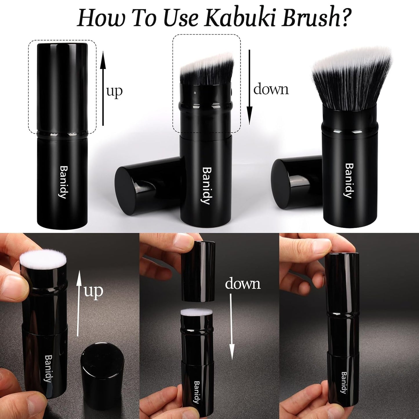 Makeup Brush, Banidy Retractable Kabuki Brush Foundation Brush for Powder Blush, Bronzer, Buffing, Liquid, Cream-Velvo Beauty