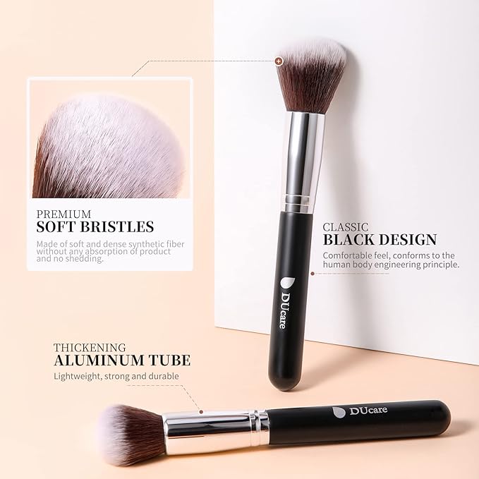 DUcare 15pcs Classic Black Makeup Brush Set with Bag Professional Soft Synthetic Foundation, Blending, Eyeshadow, Powder, Concealer Brushes for Flawless Makeup Application-Velvo Beauty