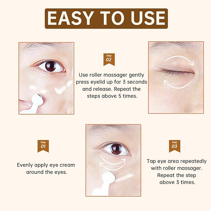 Advanced Snail Peptide Eye Cream for Dark Circles & Puffiness, Snail Mucin Eye Cream with Niacinamide Reduce Wrinkles & Fine Lines, 2 Pcs Under Eye Roller Cream for Moisturizing.-Velvo Beauty