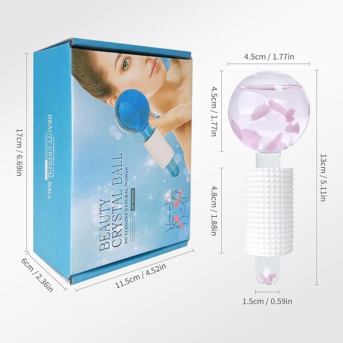 Ice Globes & Ice Roller for Face and Eyes - Facial Massage Tools for Skin Care, Reduce Wrinkles & Puffiness, Cooling Globes & Roller Ball for Glowing Skin 2PCS (Pink)-Velvo Beauty