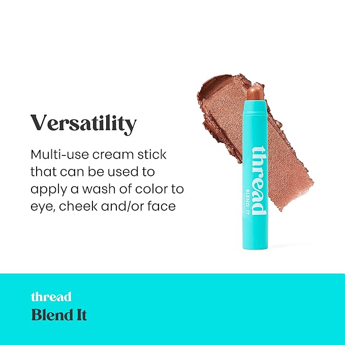 Thread Beauty Blend It Multi-Stick, Creamy, Buildable Color and Highlighter for Eyes, Cheeks, and Face, Loyal - Bronze Shimmer-Velvo Beauty