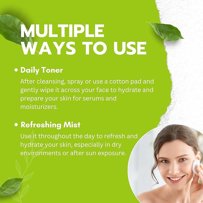 Green Tea Matcha Facial Toner with Rose Petal, Refreshing, and Soothing Face Toner, with Rose Oil, Aloe Vera,120ml-Velvo Beauty