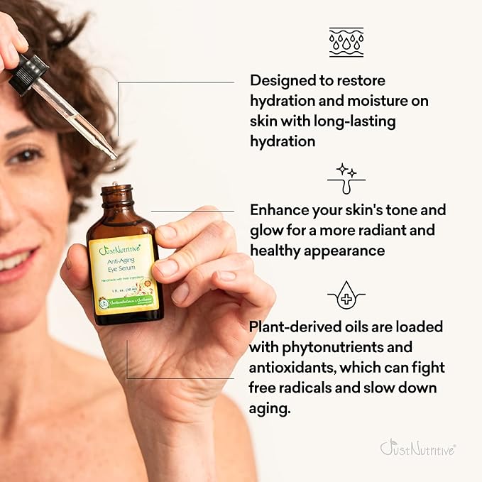 Anti Aging Eye Serum | Hydrating Eye Serum for Younger Complexion | Rapid Wrinkle Repair | Natural and Effective Eye Care | Just Nutritive | 1 Oz-Velvo Beauty