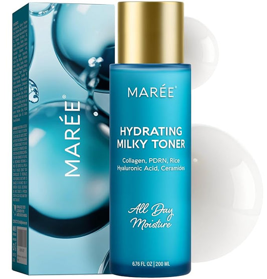 MAREE Hydrating Milky Toner for Face - Rice Toner with Niacinamide & Collagen - Skin Barrier Repair Hydrating Toners for Face - Milk Toners Essence - PDRN, Hyaluronic Acid, Ceramides - Tonico Facial-Velvo Beauty