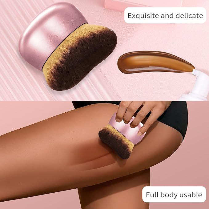 Extra Large Body Makeup Brush For Self Tanner,Leg Makeup &Bronzer Blend,75 mm Wide-headed Kabuki Brush Provides More Even& Pretty Application, Sunscreen Face&Back Makeup Brush,Wet&Dry Use-Matte (Gold)-Velvo Beauty