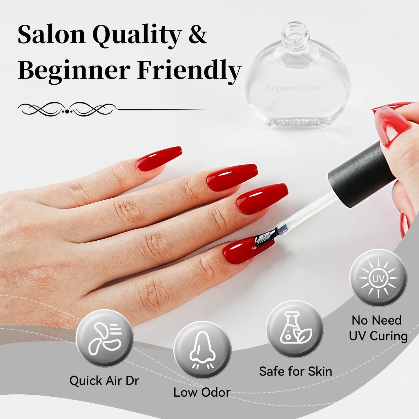 16.5ml Top Coat Clear Nail Polish, Quick Dry High Gloss Shine Large Volume Top Coat, Long Wear and Scratch Resistant for Women Salon DIY Nail Art-Velvo Beauty