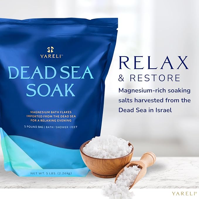 Magnesium Flakes, 5lb, Dead Sea Bath and Foot Soak, Alternative to Epsom Salt with Over 250,000mg of Magnesium Chloride Per Bag-Velvo Beauty