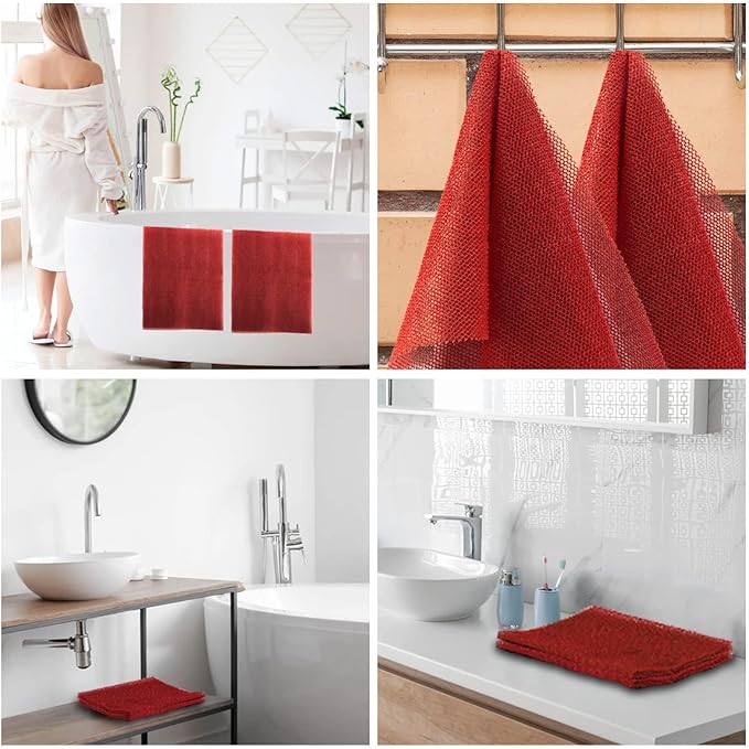 UJFQBH 2 Pieces African Bath Sponge African Net Long Net Bath Sponge Exfoliating Shower Body Scrubber Back Scrubber Skin Smoother,Great for Daily Use (Red)-Velvo Beauty