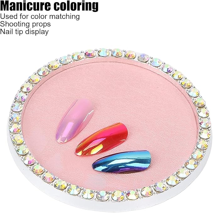 Nail Art Palette, Nail Charm Display Stand Painting Color Mixing Tray Makeup Mixing Plate, Pink-Velvo Beauty