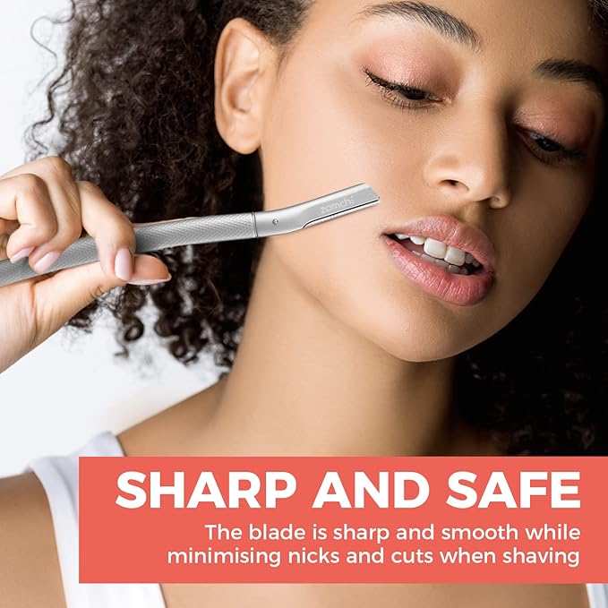 ZOMCHI Eyebrow Razor, Face Razors for Women&Men, Eyebrow Trimmer Shaper with Precision Cover,Facial Shaver with 6 Blades (Silver)-Velvo Beauty