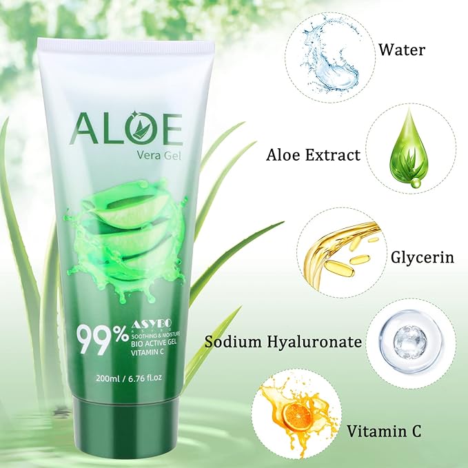 200x2 ML Aloe Vera Gel – 99% Organic Pure Aloe Vera Hydrating Face & Body Moisturizer, Natural Aloe Cream for Dry Skin, Sunburn, Acne, Soothing & Moisturizing-Velvo Beauty