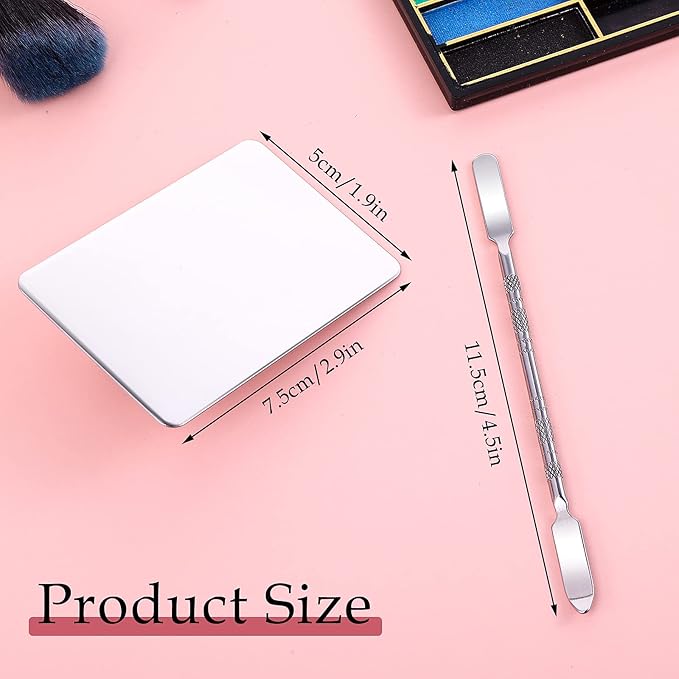 Makeup Mixing Palette Stainless Steel Foundation Palette with Spatula Professional Cosmetic Palette for Mixing Foundation Eye Shadow Nail DIY Art-Velvo Beauty