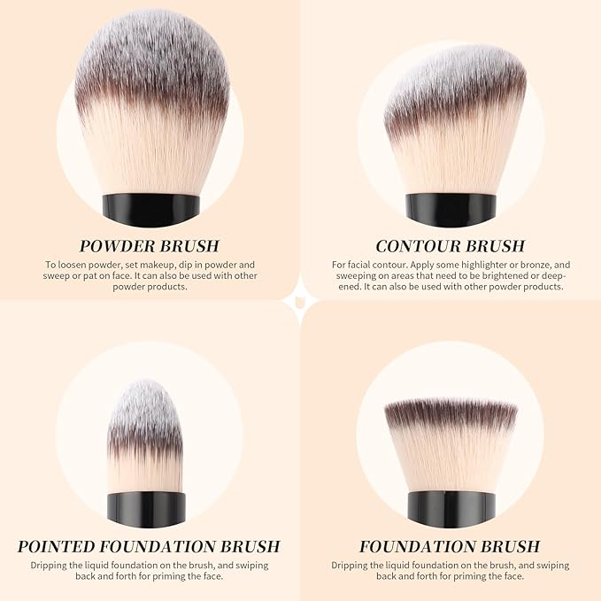 DUcare Makeup Brushes Duo End Foundation Contour Powder and Buffer Brush Bronzer Double Makeup Brush Set 2Pcs black-Velvo Beauty