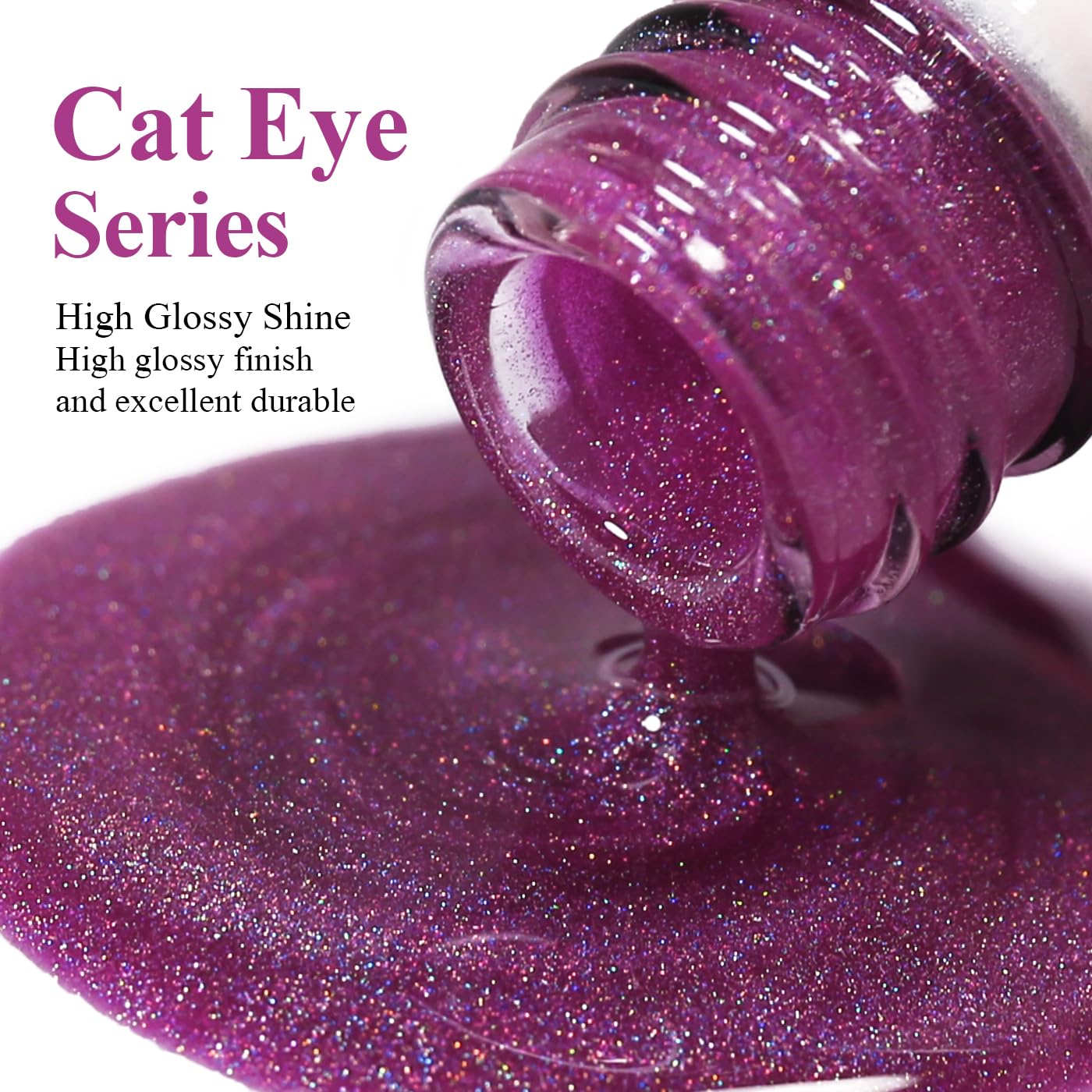 Imtiti Cat Eye Gel Nail Polish, Pink Rainbow Holographic Magnetic Gel Polish With Magnet Glittery Iridescent Galaxy Nail Gel Polish Spring Summer Gel Polish Kit Soak Off UV Led 10ML-Velvo Beauty