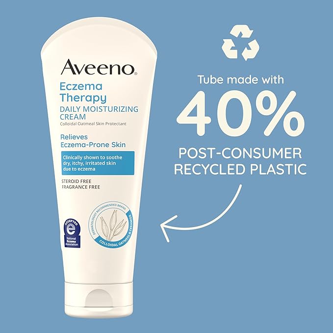 Aveeno Eczema Therapy Daily Moisturizing Body Cream for Sensitive Skin, Soothing Eczema Relief Cream, Colloidal Oatmeal & Ceramide for Dry & Itchy Skin, Steroid- & Fragrance-Free, 7.3 oz-Velvo Beauty