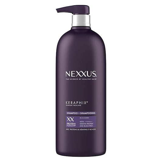 Nexxus Keraphix Shampoo With ProteinFusion for Damaged Hair Keratin Protein, Black Rice, Silicone-Free 33.8 oz-Velvo Beauty