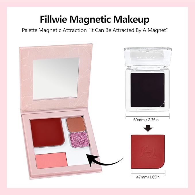Blush Palette Duo – Cream & Powder Blush Set in Deep Red, Long-Wearing & Moisturizing, Easy to Blend, Radiant Coverage for Cheeks, Eyes & Lips, Magnetic Palette Compatible (2-Pack, Maple Crush)-Velvo Beauty