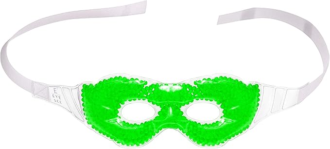 Gel Eye Mask, Green - Cold Compress Ice Pack with Gel Beads - Microwave Safe for Heat Therapy - Great for Puffy Eyes, Dark Circles, Dry Eyes, Soothing Headaches-Velvo Beauty