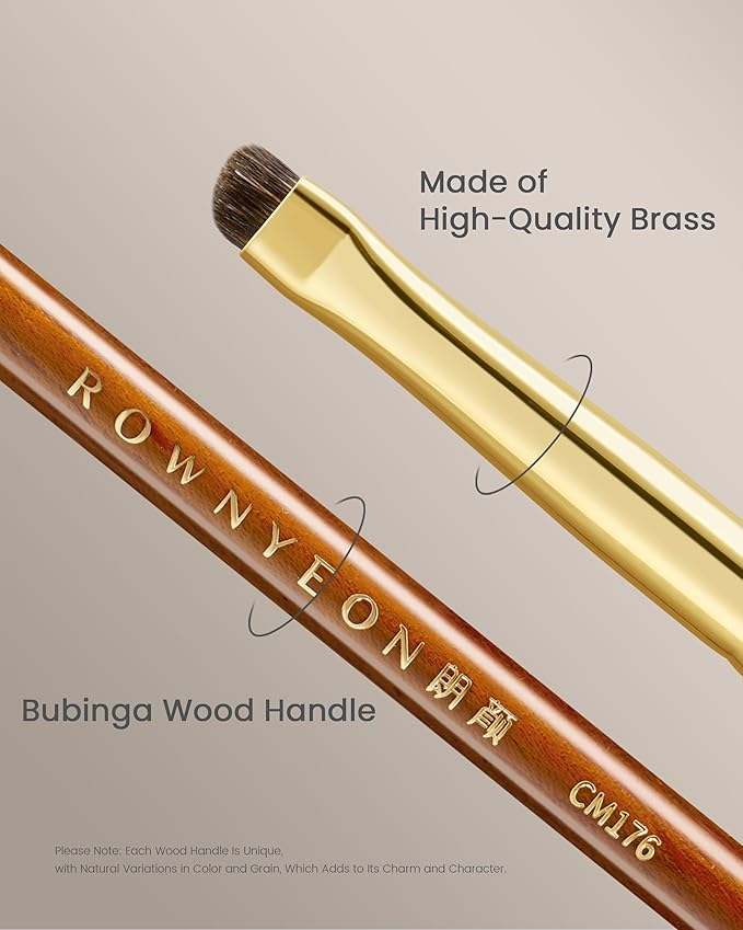 Desert Oak Series Aegyo-Sal Brush Duo - Under-Eye Highlight & Contour Set with Pony Hair, Bubinga Handle (CM175 + CM176)-Velvo Beauty