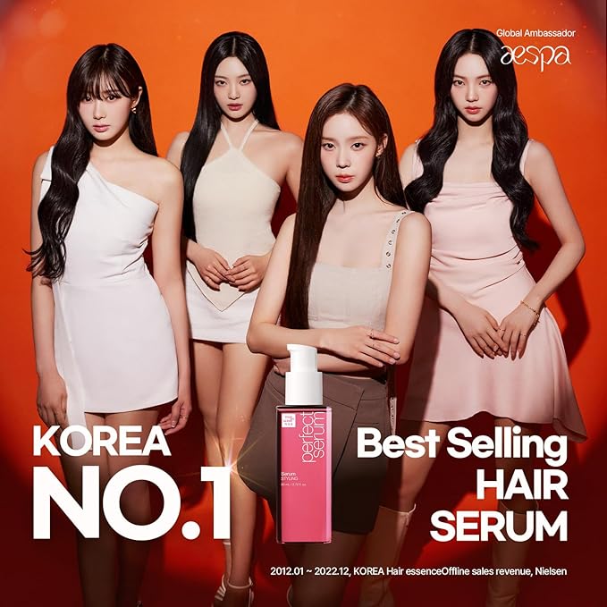 Mise En Scene Perfect Styling Serum for Heat Damage Protection - Hair Serum for holding Bounce, Hair Essence for Long Lasting Curl, Powdery Scent, with Argan Oils, 2.70 fl. Oz-Velvo Beauty