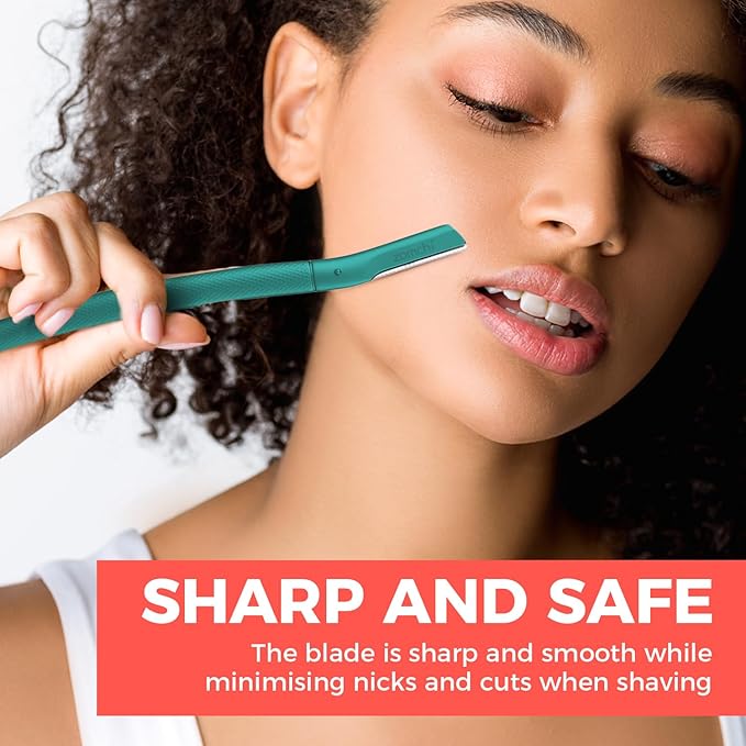ZOMCHI Eyebrow Razor, Face Razors for Women&Men, Eyebrow Trimmer Shaper with Precision Cover, Facial Shaver with 6 Blades (Green)-Velvo Beauty