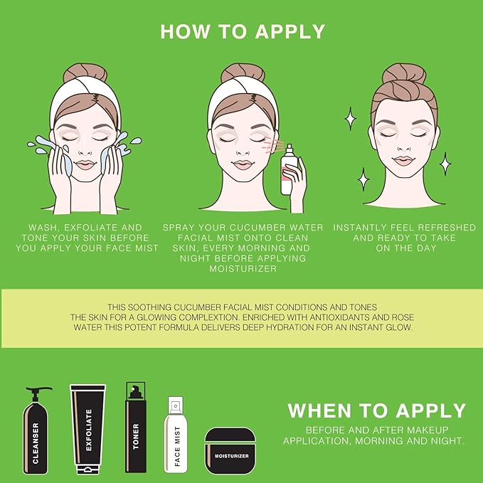 | Face & Body Mist Spray - Soothing Cucumber Water With Moisturizing Hyaluronic Acid | Instant Soothing, Cooling, Conditioning | 8 FL OZ-Velvo Beauty