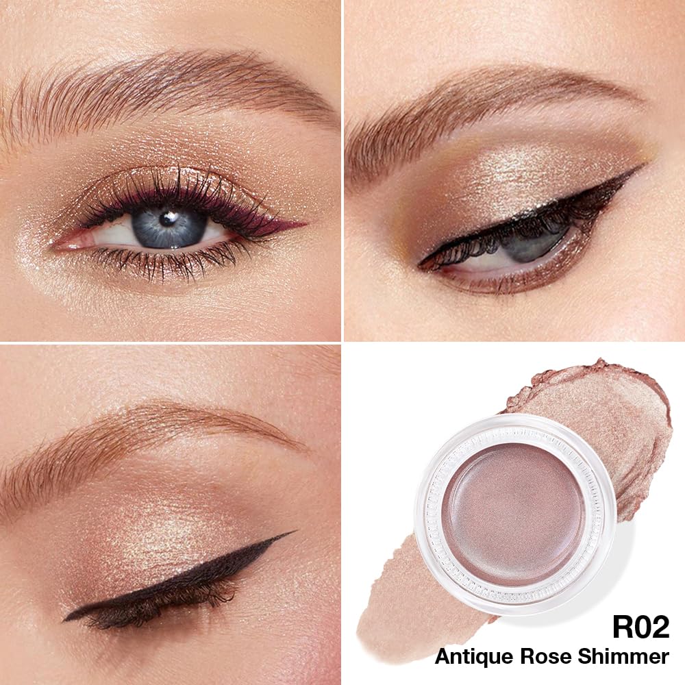Cream Glitter Antique Rose Shimmer Metallic Eyeshadow Palette Makeup, Natural Single Mini Instant Holographic Eyeshadow For Women, Sombras Crema Para Ojos,Talc,Paraben&Cruelty Free,R02-Velvo Beauty