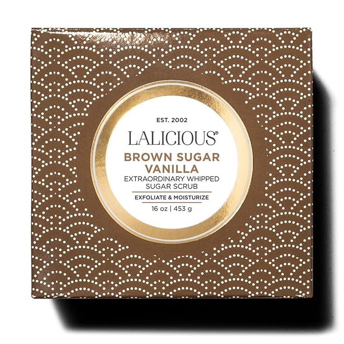 LALICIOUS Brown Sugar Vanilla Sugar Scrub, Exfoliating Body Scrub, Moisturizing Extraordinary Whipped Body Exfoliator, Gentle Exfoliating Body Scrubber Exfoliator for Radiant Skin, No Parabens - 16oz-Velvo Beauty