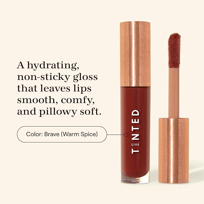 Live Tinted Huegloss High-Shine Lip Gloss - Hydrating, Non-Sticky, Moisturizing Lip Gloss with Hyaluronic Acid, Coconut Oil, and Shea Butter For a Soft Barrier & Seals in Moisture - Warm Spice-Velvo Beauty