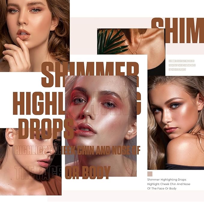 Shimmer Body Luminizer 5 Color Waterproof Smooth Face Body Glow Illuminator Non-sticky Liquid Body Highlight Illuminator for Face & Body & Leg (80 ML, 04 Golden Brown)-Velvo Beauty