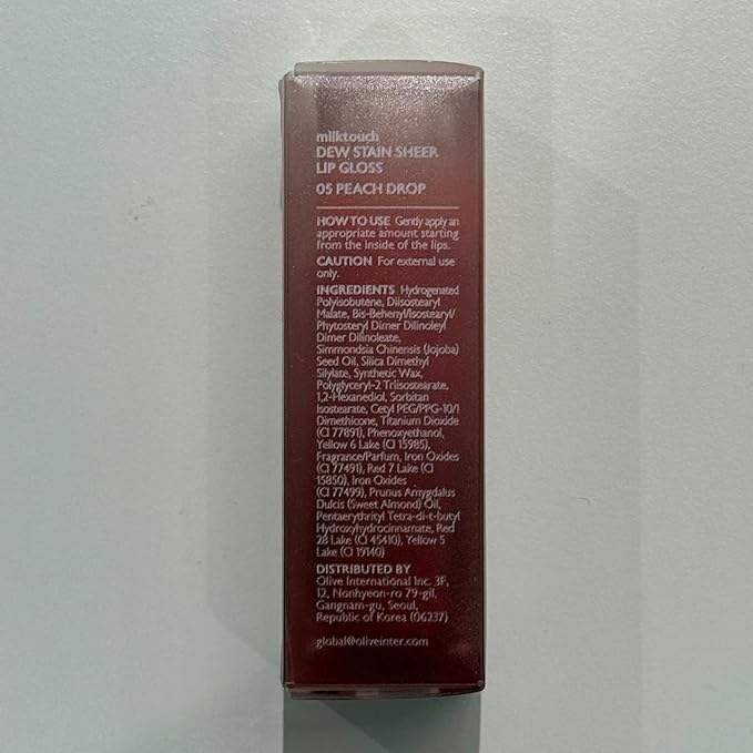 MILKTOUCH Dew Stain Sheer Lip Gloss (05 Peach Drop, 0.14 Fl Oz (Pack of 1))-Velvo Beauty