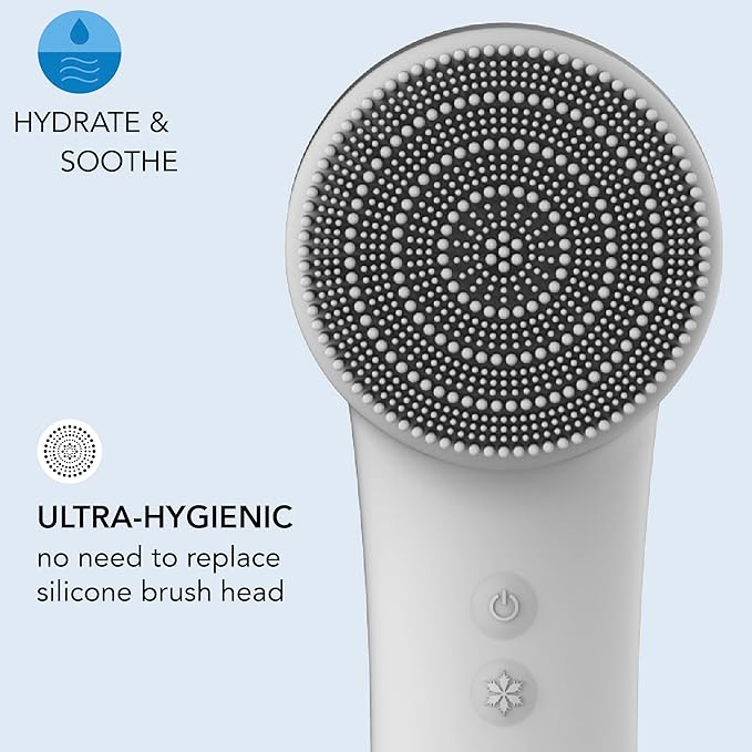 skn by conair Cryotherapy Advanced Facial Cleansing Brush, Featuring Ultra-Hygienic Silicone Brush Head and Cool Plate to Help Soothe Inflammation and Reduce Puffiness-Velvo Beauty