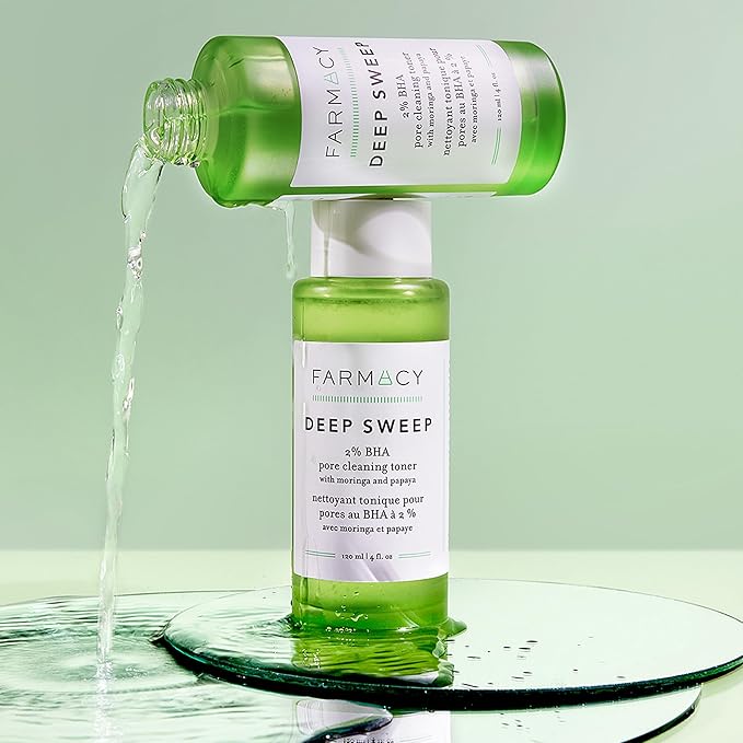Farmacy 2% Salicylic Acid Toner for Face - Deep Sweep Gentle BHA Exfoliant for Oily Skin - Refines Texture with Papaya Enzymes & Moringa Water for a Healthy-Looking Complexion (100ml)-Velvo Beauty