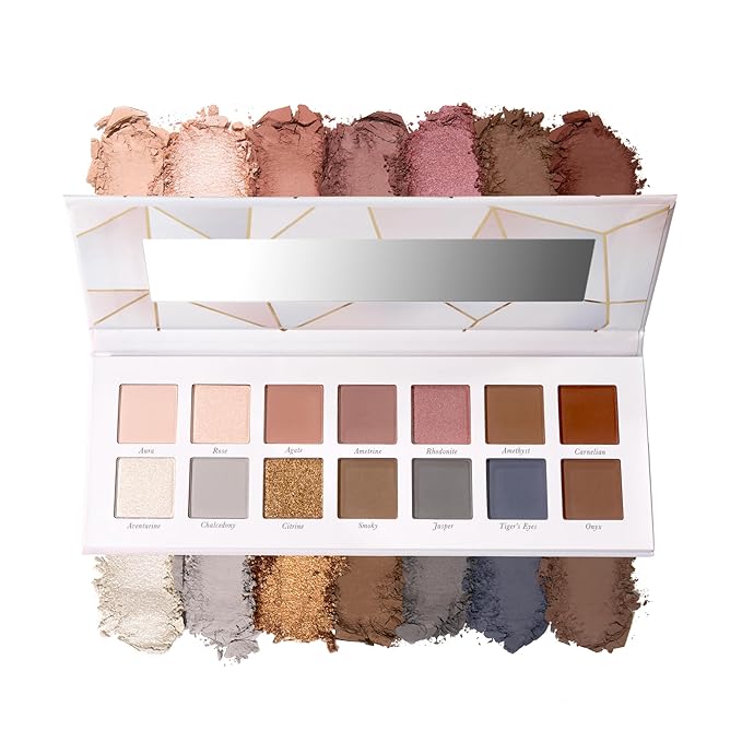 LAURA GELLER NEW YORK Seasonless Staples Quartz Crystals 14 Pressed Multi-Finish Shimmer and Matte Eyeshadow Palette-Velvo Beauty