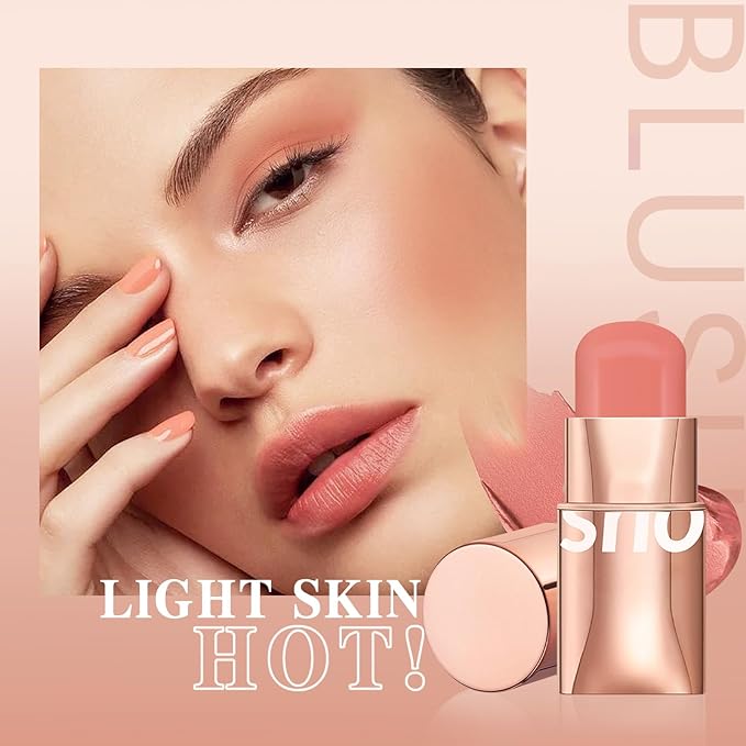 Blush Stick for Cheeks Makeup,Waterproof Cream Blush Face Stick Multi-Use Lip and Cheek Tint,Matte Finish Lightweight Easy to Blend Natural Cream Blusher for All Skin Tones-Glistening Peach-Velvo Beauty