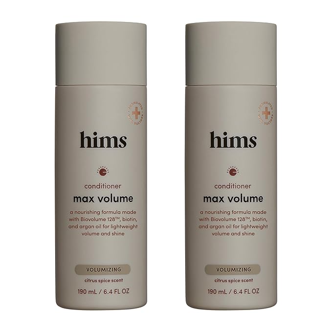 hims Max Volume Conditioner, 2 Pack - Volumizing Conditioner for Men with Biotin - Adds Lightweight Volume, Shine & Bounce - Citrus Spice - 2 x 6.4 fl oz-Velvo Beauty