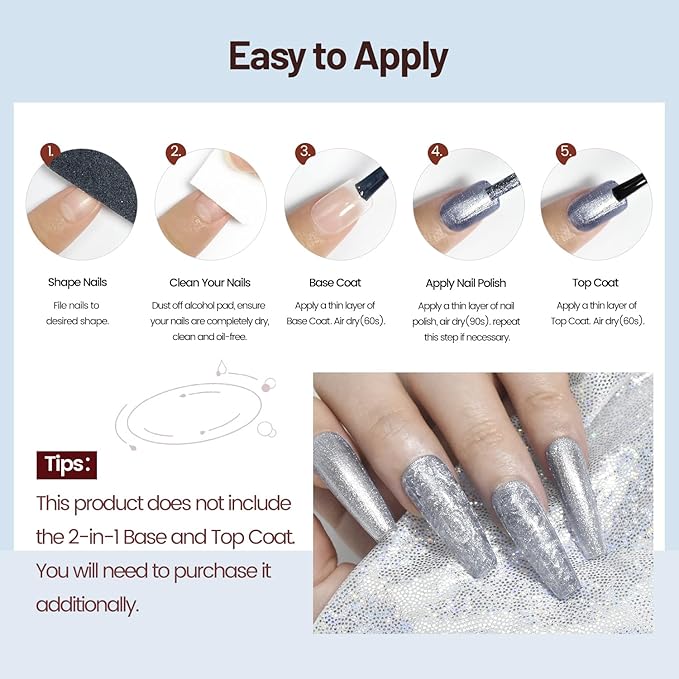 10ml Glitter Nail Polish Set 6 Colors Glitter Effect All Seasons Neutral Color Quick Dry Nail Polish Set for Women Salon DIY Nail Art-Velvo Beauty