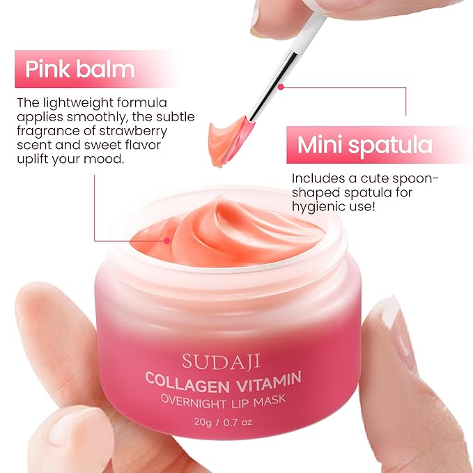 Lip Mask, Collagen Hydrating Lip Balm, Overnight Moisture Lip Butter with Hyaluronic Acid & Aloe Vera, Sleeping Nourishing Lip Butter Balm-Velvo Beauty