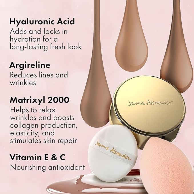 MagicMinerals AirCushion Foundation & Liquid Silk Primer by Jerome Alexander, Makeup with Skincare Active Ingredients, Full Buildable Coverage (Dark)-Velvo Beauty